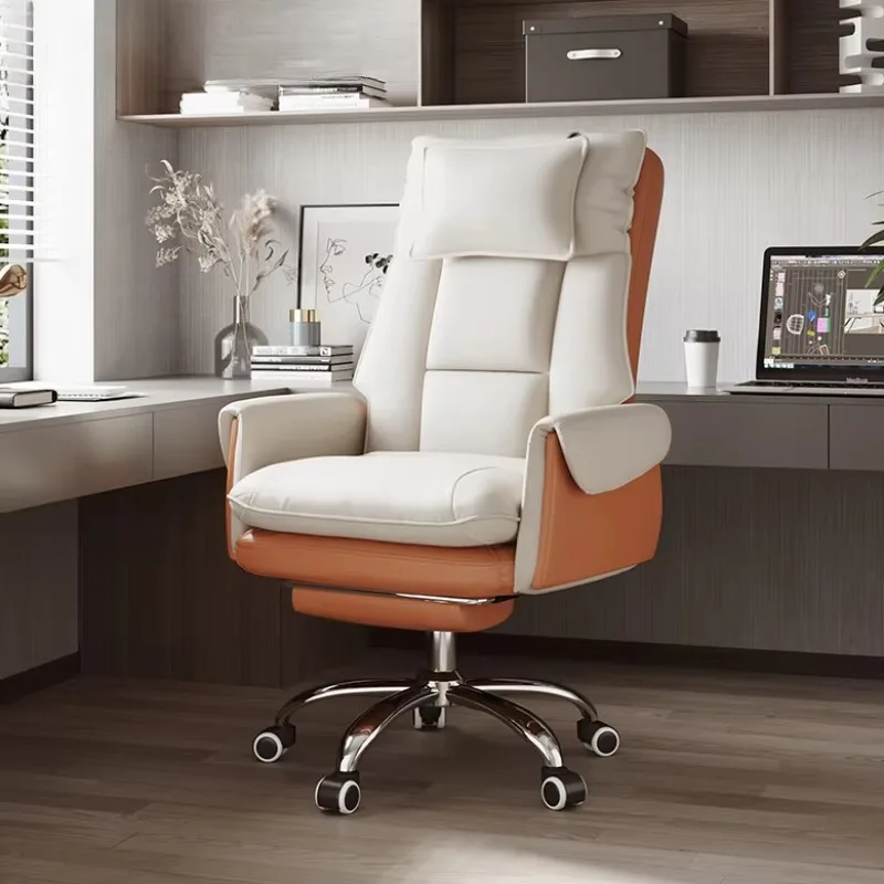 

Orange Back Support Office Chair Ergonomic Footrest Designer Design Chair Nordic Executive Fancy Chaise Bureau Office Furniture