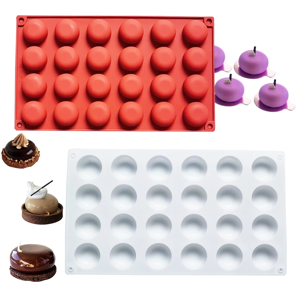 24 Hole Round Shape Cake Silicone Mold DIY Bread Chocolate Dessert Brownies Baking Mould for Jelly soap Making Tools