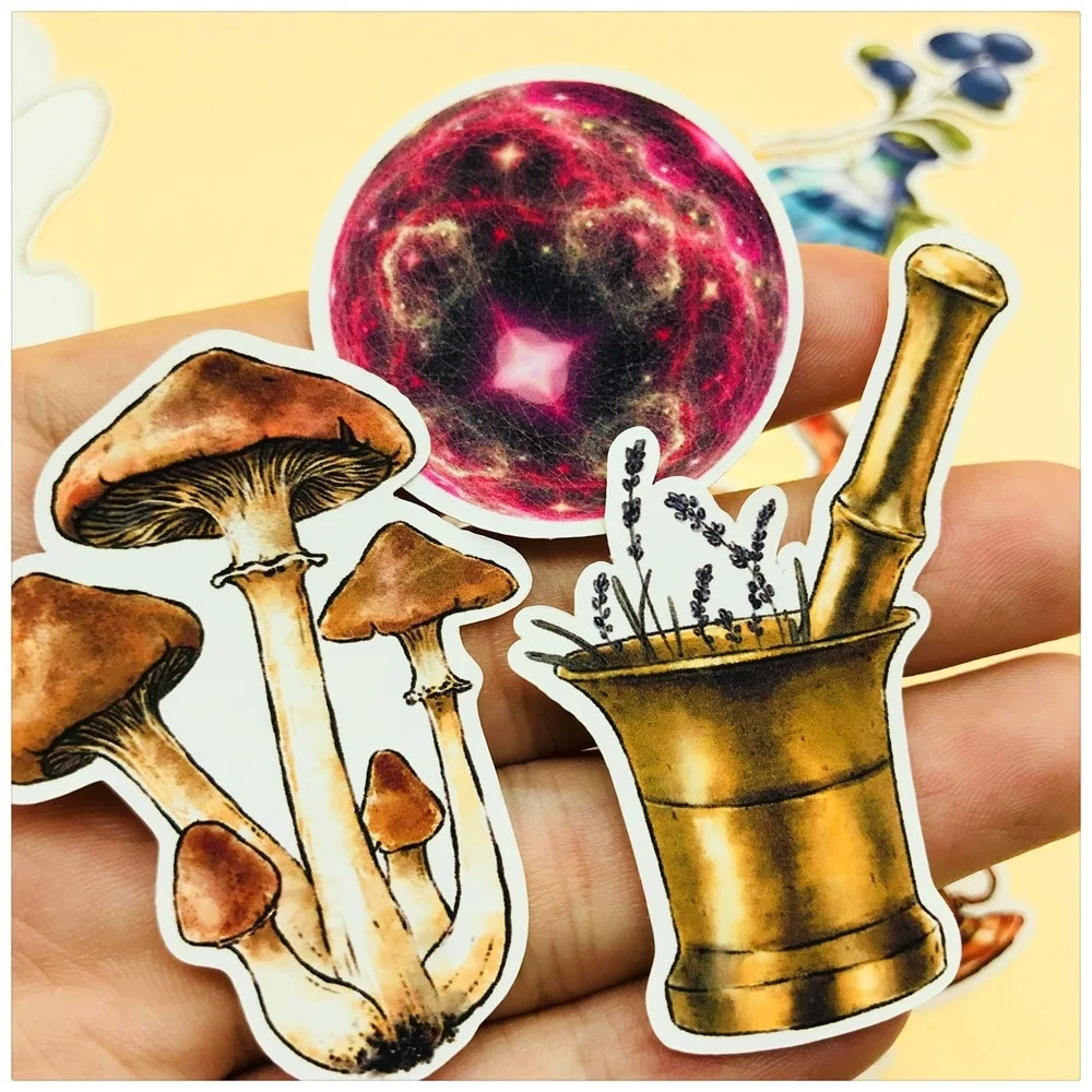 38Pcs/Set Vintage Angel Bottle Mushroom Magic Sticker DIY Craft Scrapbooking Album Journal Happy Planner Decorative Stickers