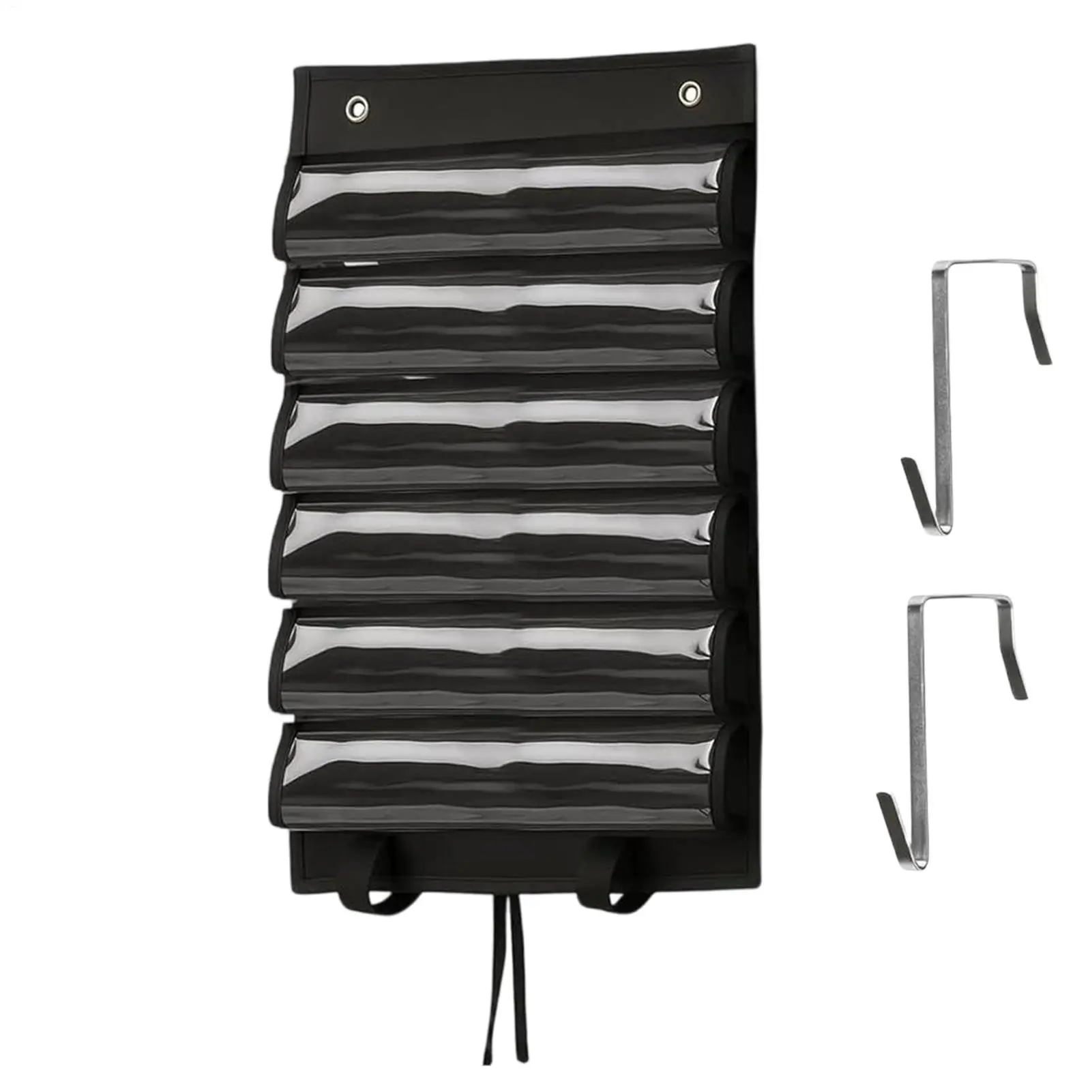 Playmat Holder, Playmat Tube Storage Bag for with 2 Hooks, Fits 12+1 Card Game Playmats with Transparent Plastic Slots,