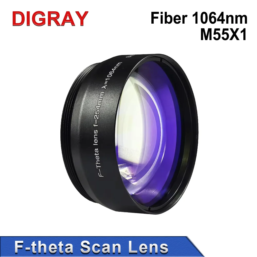 DIGRAY F-theta Field Lens M55X1 Thread Small Galvanometer Scanning Lens 1064nm YAG Fiber Laser Marking Machine Accessories
