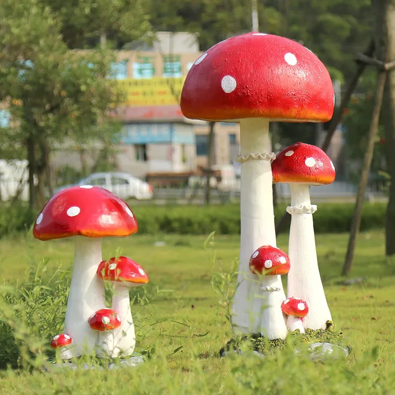 Outdoor artificial plant ornaments, garden forests, fiberglass, courtyard communities, mushroom sculptures, lawn landscape