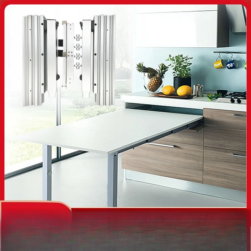 

Hidden folding kitchen invisible aluminum alloy cabinet side mounted flat push dining table guide rail hardware accessories