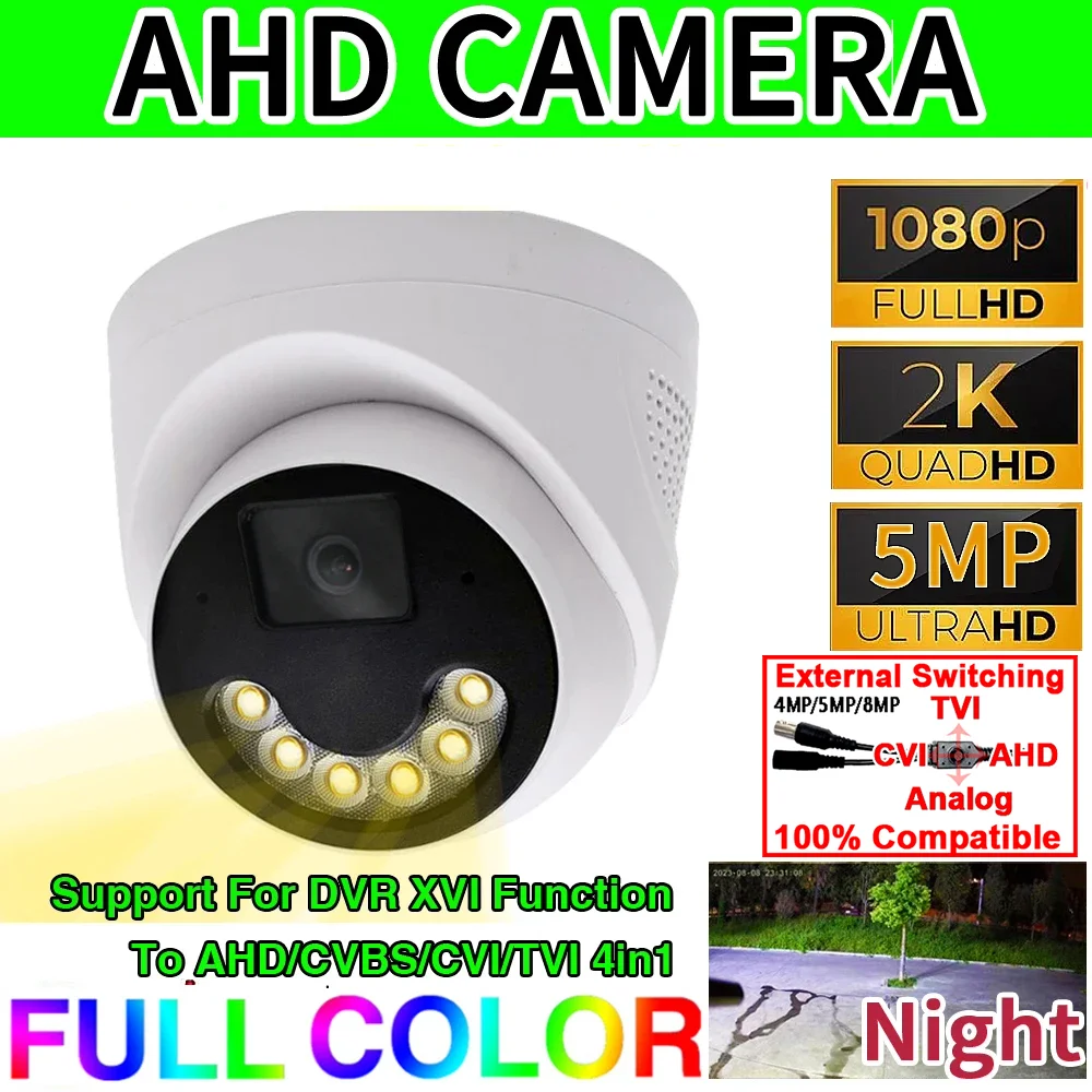 5MP Enhanced 6LED Higher Power 24H Full Color Night Vision CCTV AHD Dome Camera Indoor 1080P 4K Luminous Led H.265 4in1 For Home