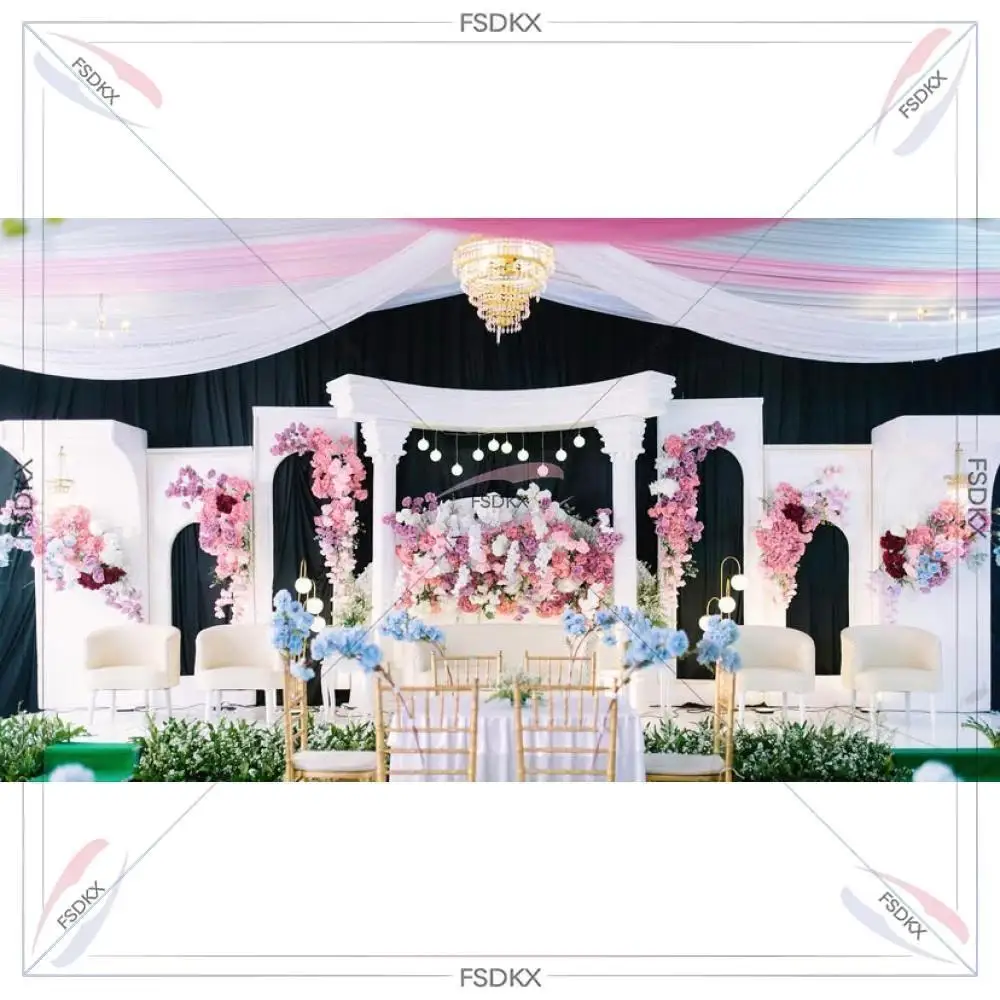 

Wedding Pvc Acrylic Backdrop Panel Stand Bead Curtain Event Decoration Acrylic Luxury Backdrop Party Decoration