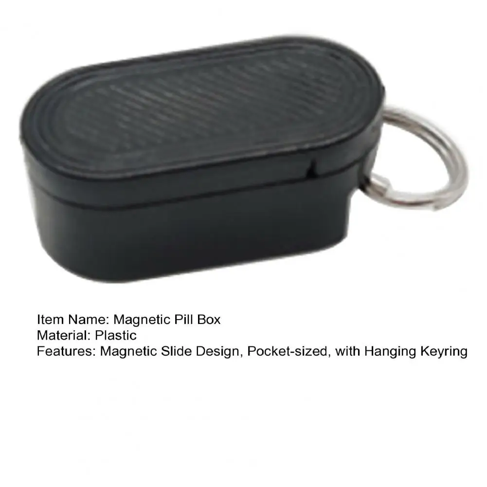 Pill Box Magnetic Slide Design Pocket-sized With Hanging Keyring Hand-assembled Pill Dispenser Case Keychain Mini Pill Holder