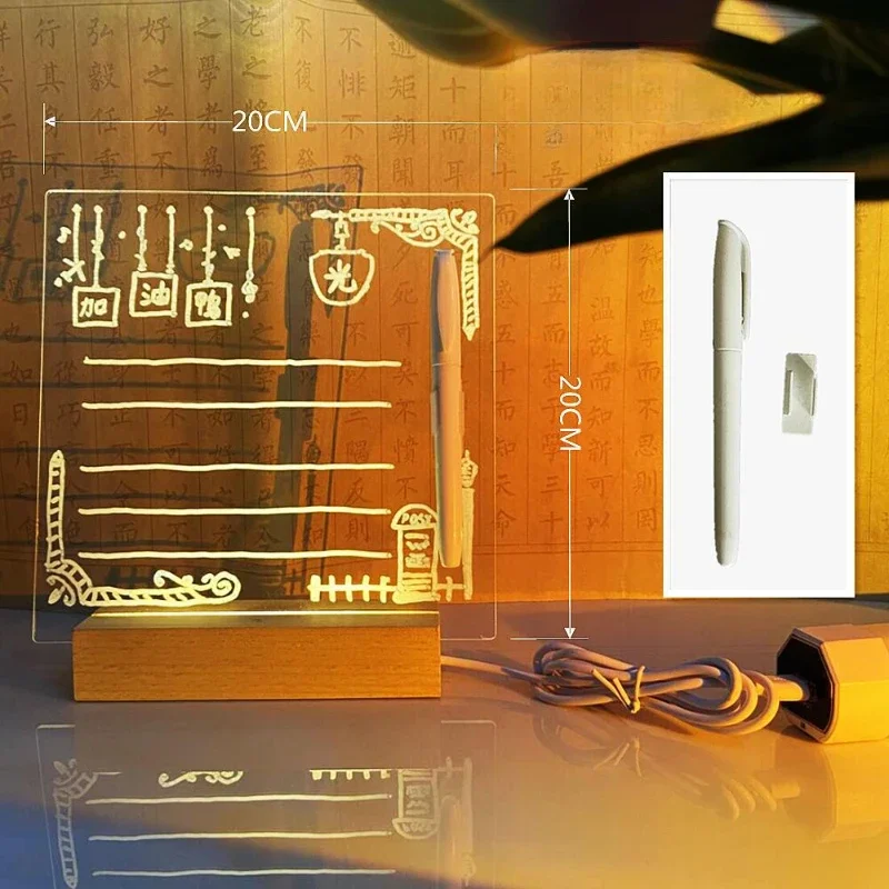 Erasable Transparent Acrylic Night Message Board Glowing Advertising Chalkboard Writing Board Children's Home Use