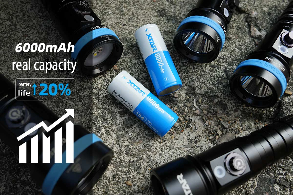 XTAR 1PC High power and large capacity 26650 6000 mAh 3.6V 110A output power tool flashlight battery with protective plate