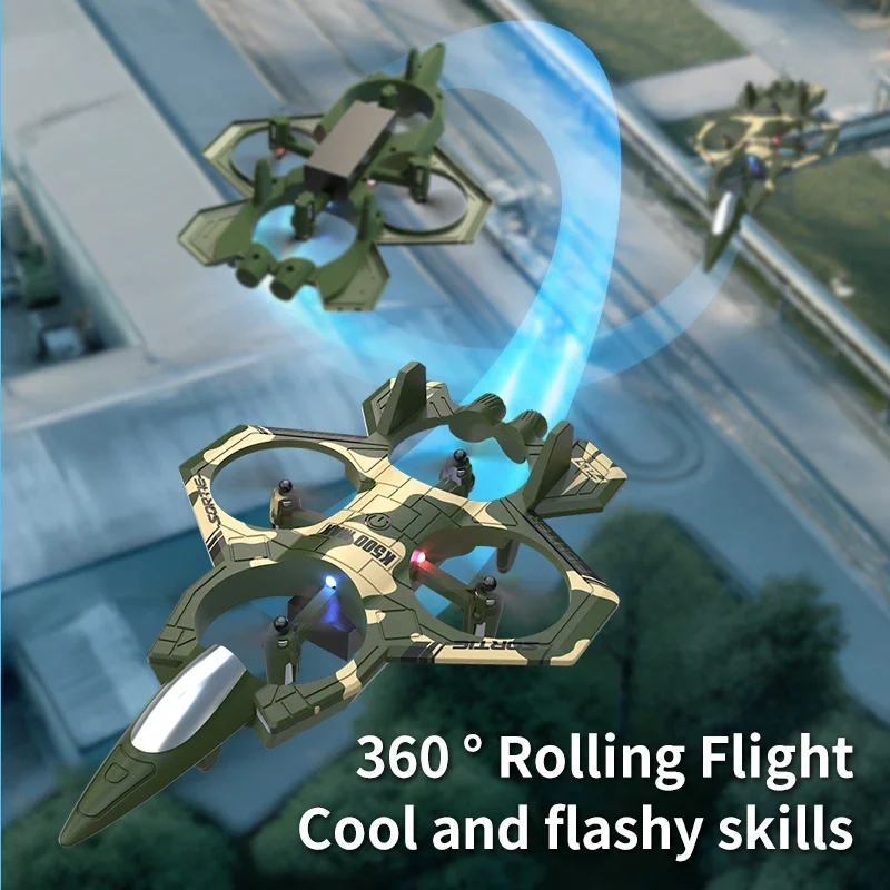 K500 MAX RC Fighter EPP Foam 2.4G Remote Control Stunt Glider 360 ° Rolling Flight Flying Airplane with LED Toys for Kids Boys