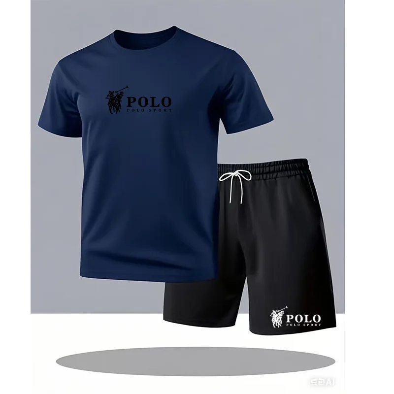 Men's POLO Sport Short Sleeve T-shirt and Shorts Set Summer Casual Breathable 2 Piece Outfit for Men Streetwear Tracksuit - Image 3