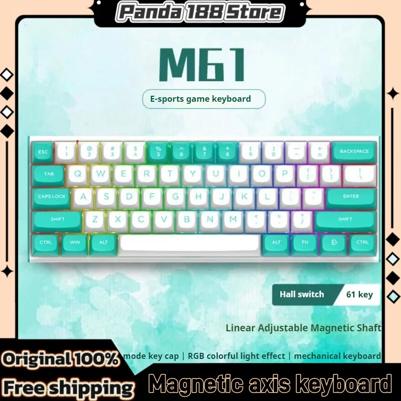 

Redragon M61 Mechanical Keyboard 61 Key Magnetic Axis Hall Switch 8k Polling Rate Rgb Light Effect Pbt Keycap Gaming Esports