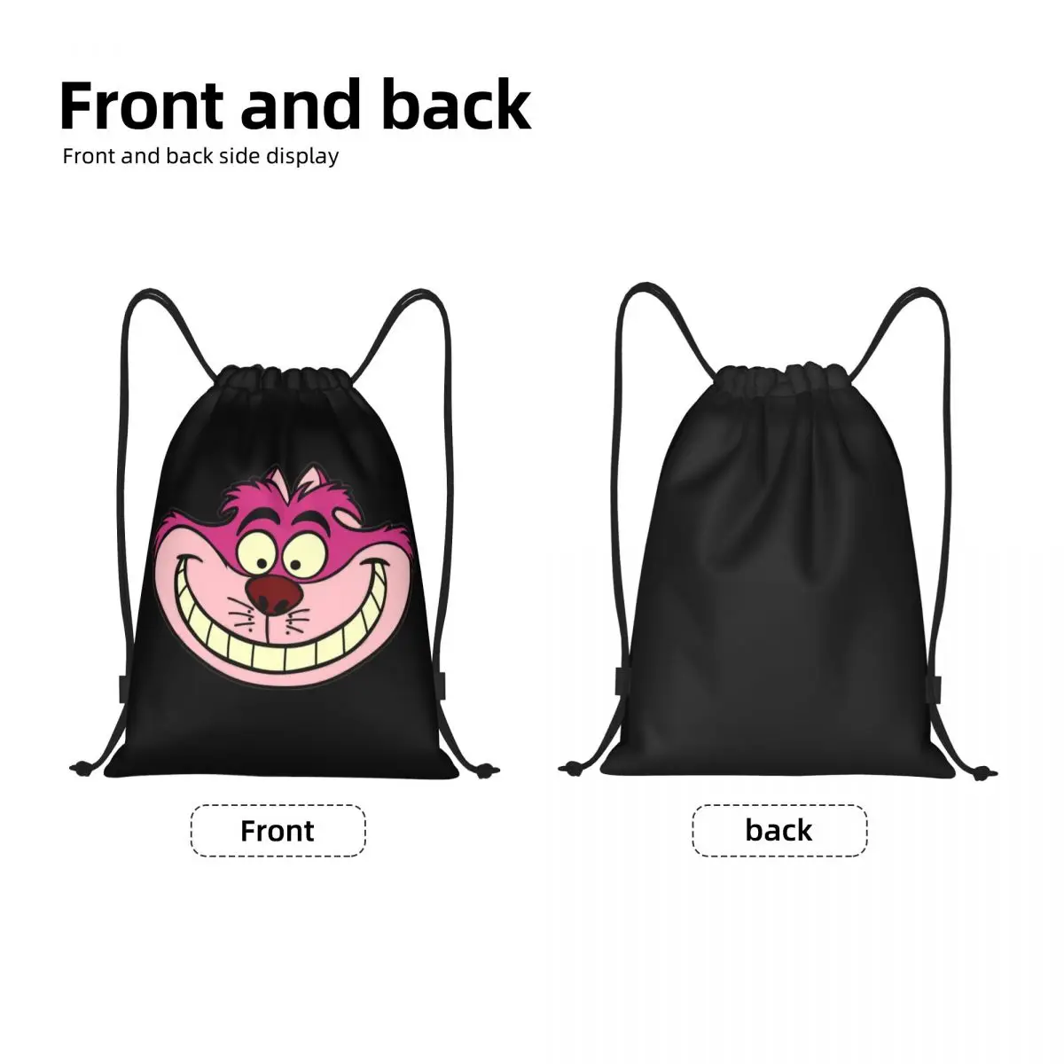 Custom Cheshire Cat Drawstring Backpack Bags Men Lightweight Animal Alice In Wonderland Gym Sports Sackpack Sacks for Training