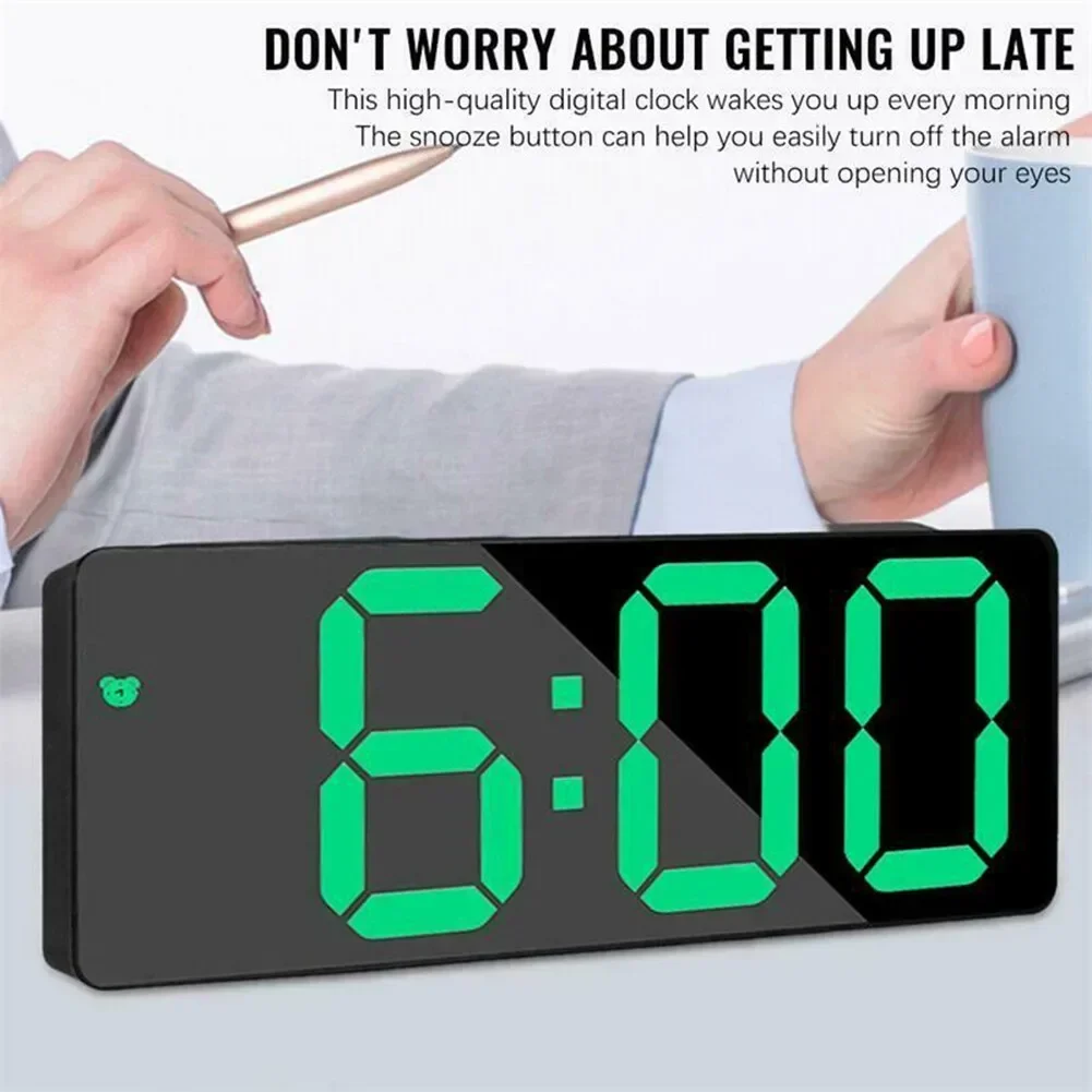 LED Digital Electronic Clock Backlight Large Number Alarm Clock Temperature Calendar Bedside Table Nightlight Home Decoration