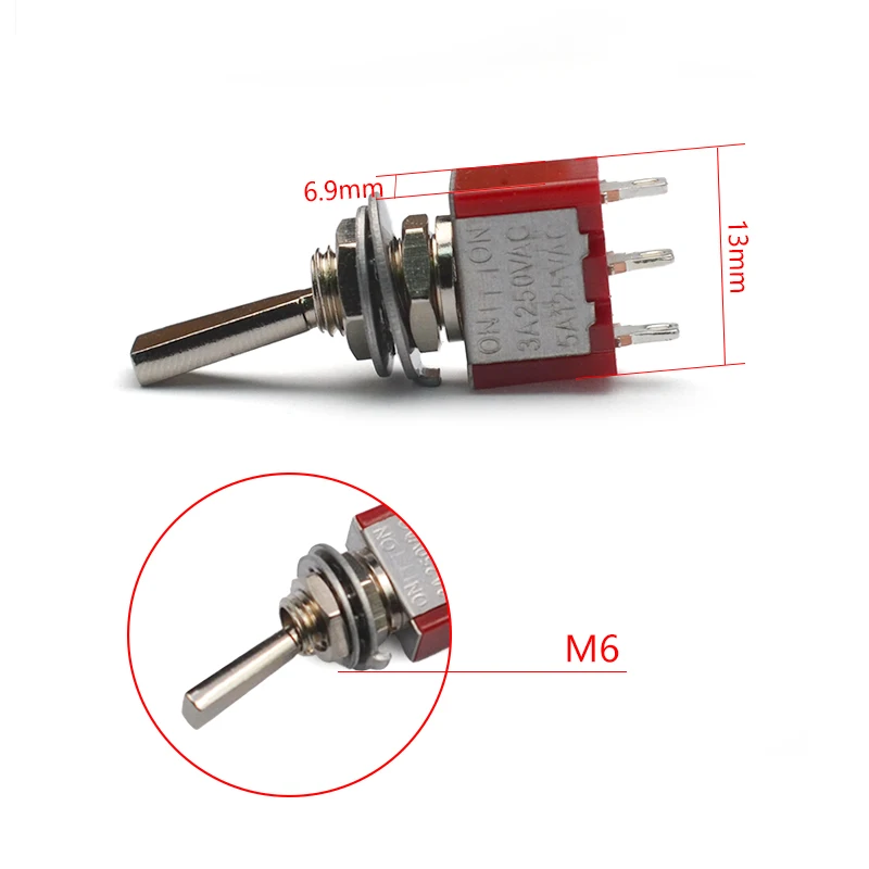 

10Pcs Flat Knob Two Way 3 legs Mini Electric Guitar Humbucker Pickup Coil Split Selecting Switch ON/ON Red