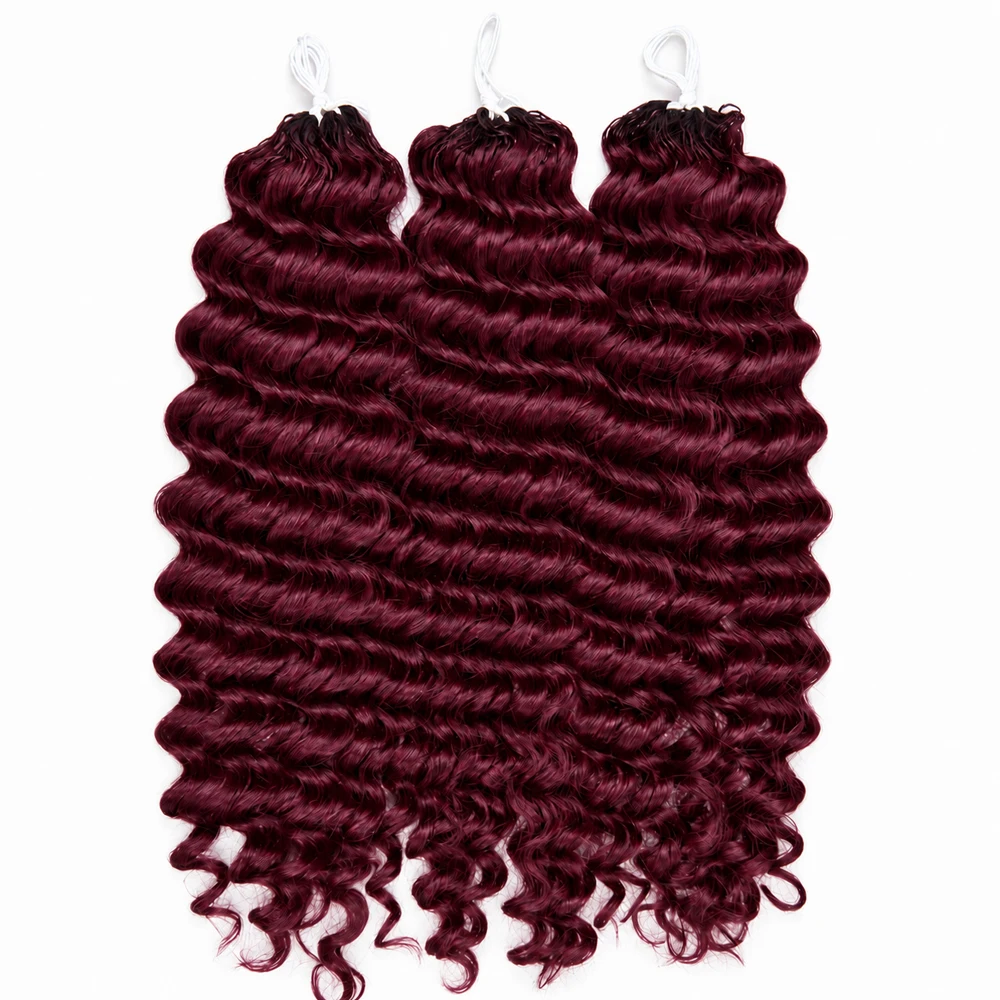 99J Burgundy Deep Wave Human H - Feather Hair Extension ulasan dan harga