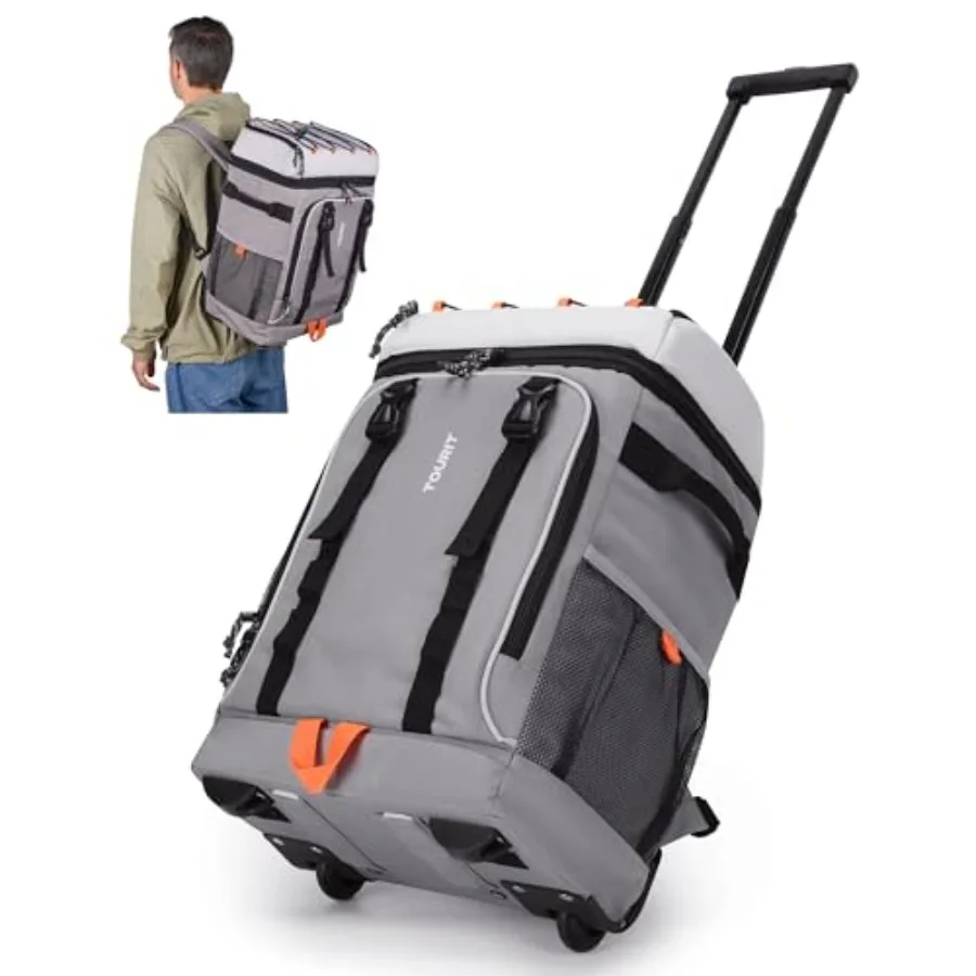 

Insulated Rolling Cooler Backpack, Leakproof Waterproof Beach Cooler Bag with Wheels and Handle, Outdoor Camping Picnic Travel