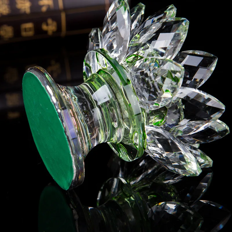 Double-layer High-legged Crystal Glass Handicraft Display Lotus Butter Lamp Base Stand Display Buddha Offering Candlestick