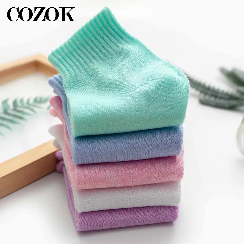 5 Pairs/lot Hot Sale Simple Womens All-match Solid Socks Girls Candy Color Fashion Socks Spring Autumn Cotton Socks Famale Socks