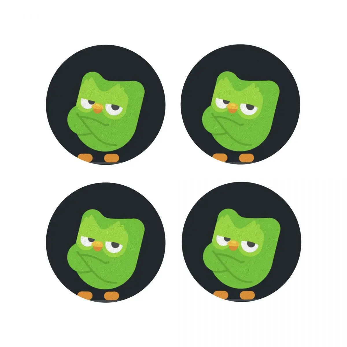 Duolingo البومة الثنائي الوقايات المطبخ المفارش كوب عازل مقاوم للماء الحصير القهوة للديكور المنزل أدوات المائدة منصات مجموعة من 4