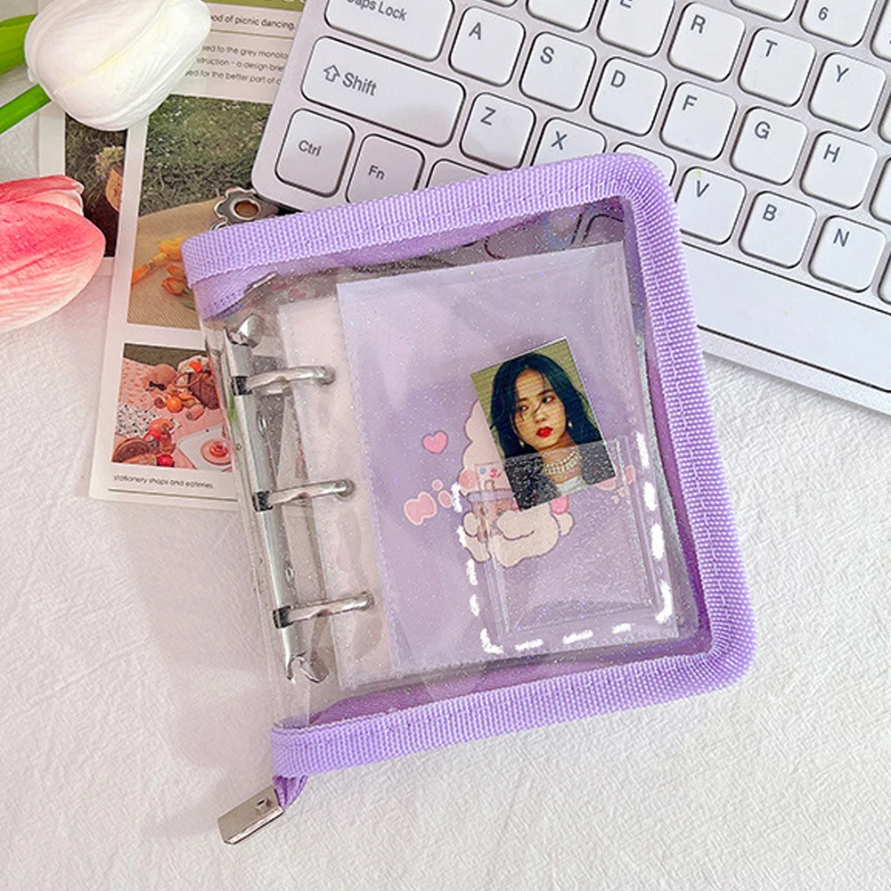 Color Zipper Photo Album 3 Inch Binder Korea Idol Photo Cards Collect Book Organizer Transparent PVC Photocard Holder Stationery