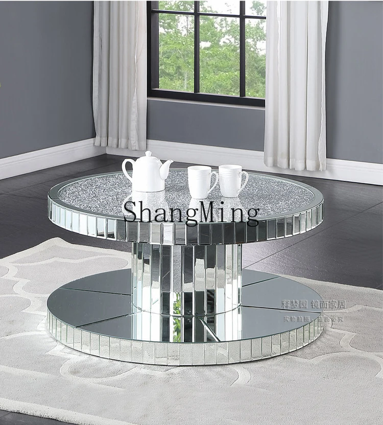 

CL Round Coffee Table Light Luxury Modern Simple Mirror Coffee Table TeaLiving Room Home Sofa Side New Glass Coffee