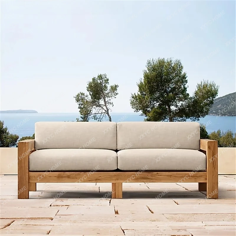 

LLog single double sofa chair Solid wood Log living room Leisure sofa chair Outdoor combination sofa
