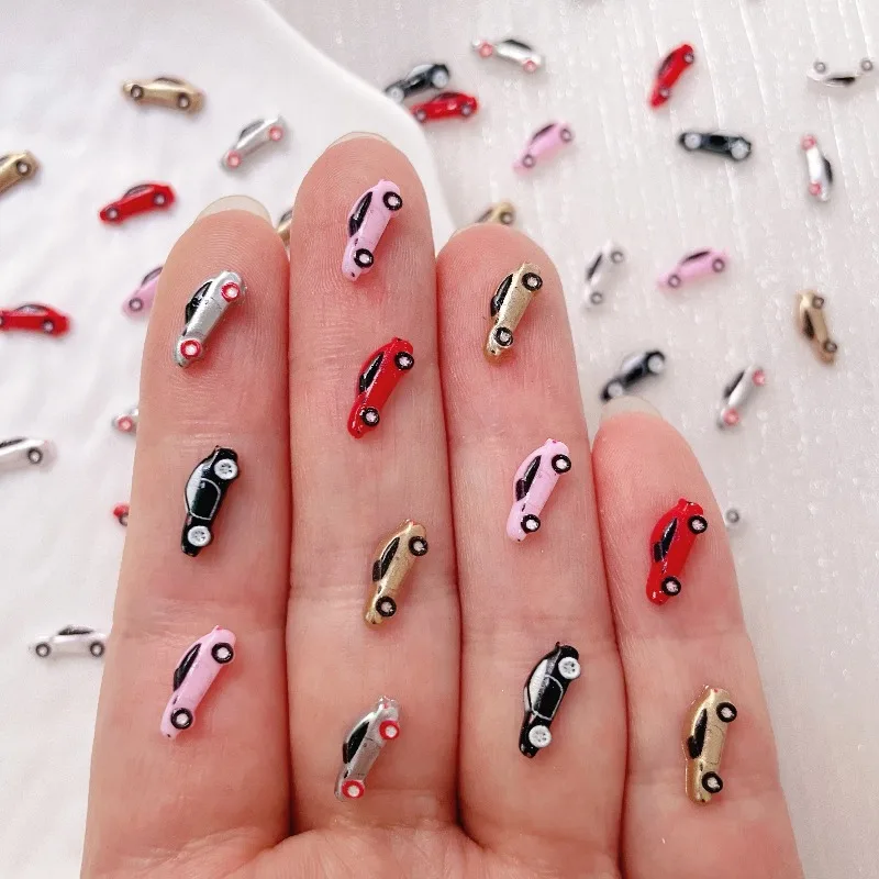 50/100 pieces of colorful resin mini car decorations with flat bases, suitable for scrapbooks, holiday party decorations, DIY na