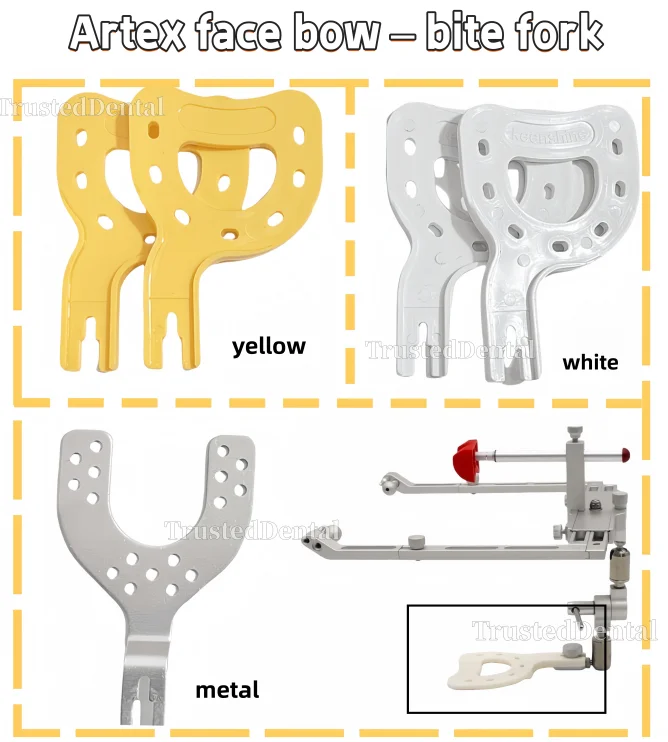 

Dental Bite Fork Basic Universal Joint Guide Plate Face Bow Fits Amann Girrbach Artex Facebow 3 Types