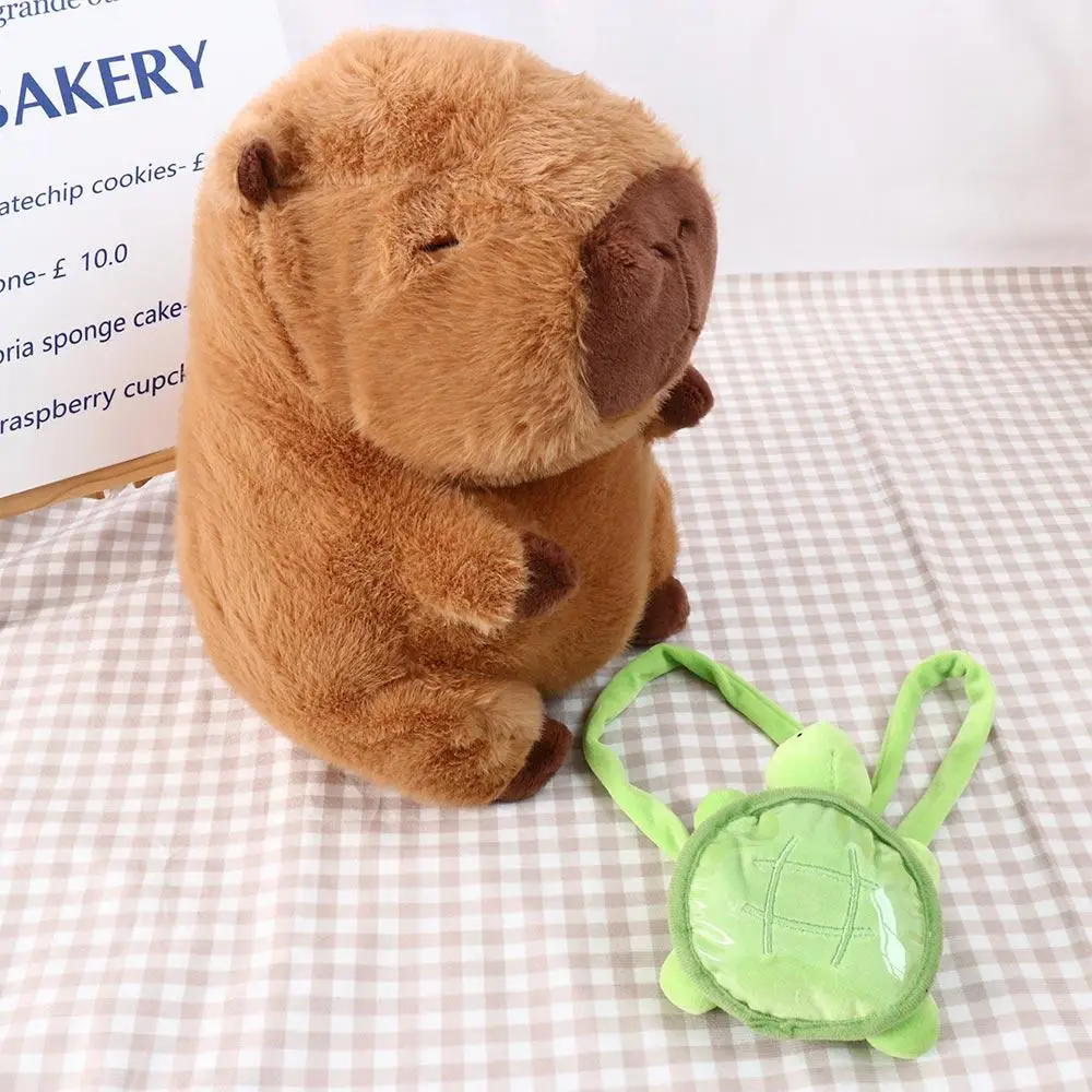 Capybara Simulation Capybara Plush Toy With Turtle Cloth Doll Capybara Plush Doll Soft Cute Doll Animal With Turtle Backpack