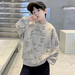 Trendy Printed Boys Sweatshirts Hoodies Autumn Graffiti Long Sleeved T-shirt Cotton Sportswear Kids Clothes O Neck Top 6 7 8 9