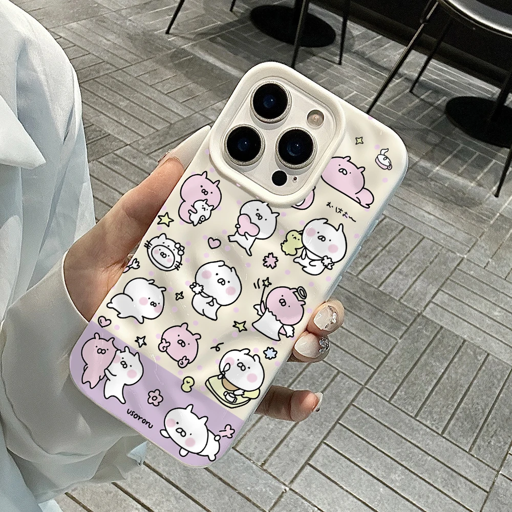 Koreanisches Kawaii-Cartoon-Design Weiche Silikon-Handyhülle für iPhone 17 16 15 14 13 12 11 Pro Max 14 Plus 17Air Falten-Wellen-Design – Detail 4