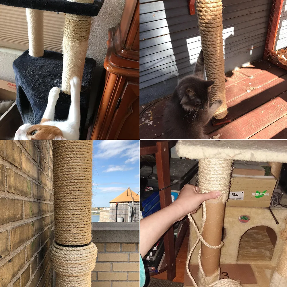 4mm 6mm 10m 30m 50m Natural Sisal Rope for Repairing Cat Tree Scratching Post DIY Sisal Cat Scratcher Protect Furniture