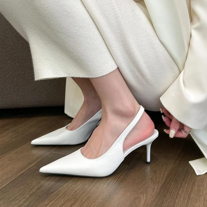 

New Spring and Summer Fashion Sexy Banquet Casual Women's Shoes Solid Color Light Mouth Stiletto Heels Pointed Toe Toe Sandals