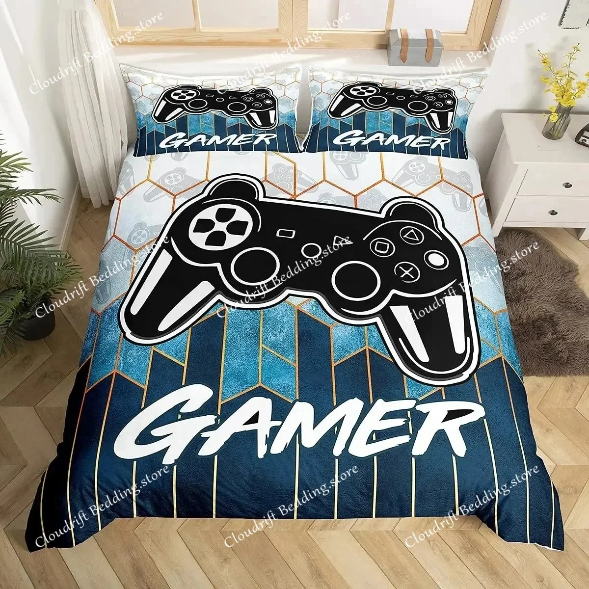 

3D Print Gamepad Duvet Cover Set Microfiber Gamer Player Gaming Joystick Comforter Queen Full Size Polyester Bedding Set