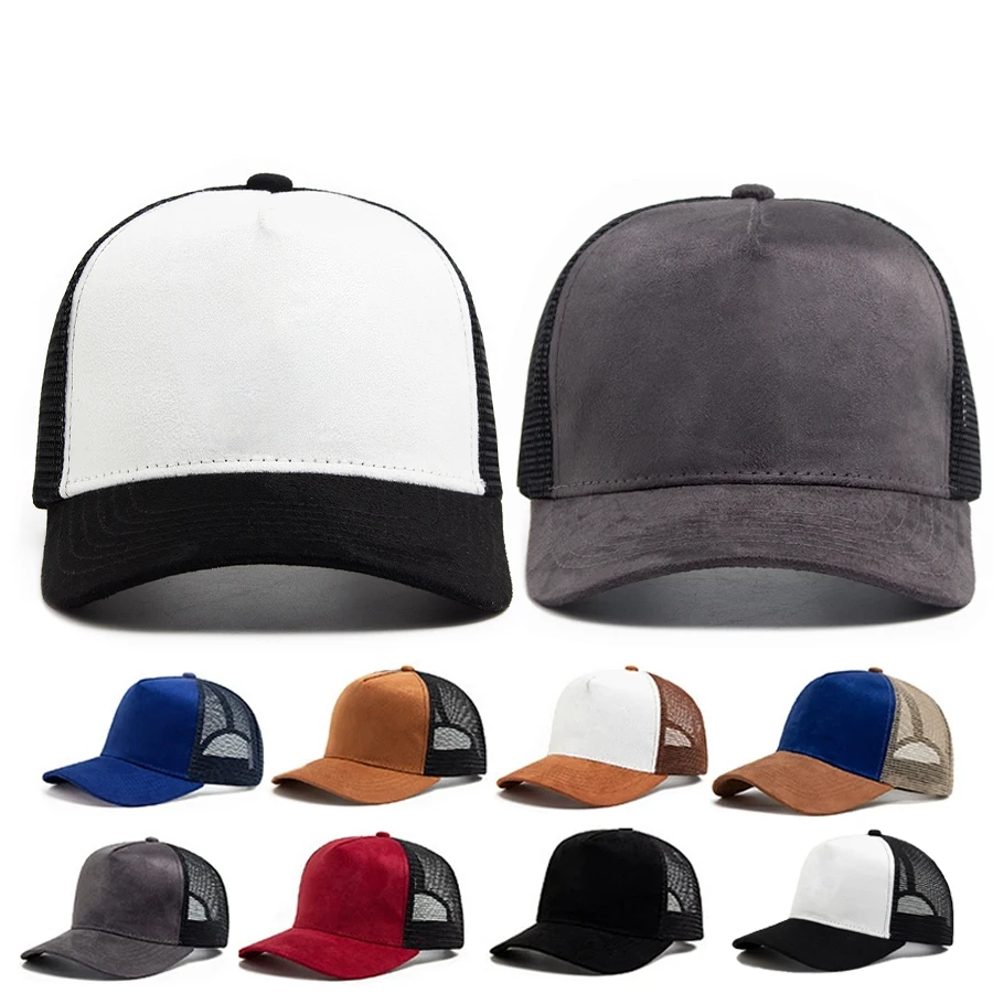 Summer New Suede Trucker Hat Men Mesh Baseball Cap For Fashion Hip Hop Caps Casual Women Snapback Visor Sun Unisex Adjustable
