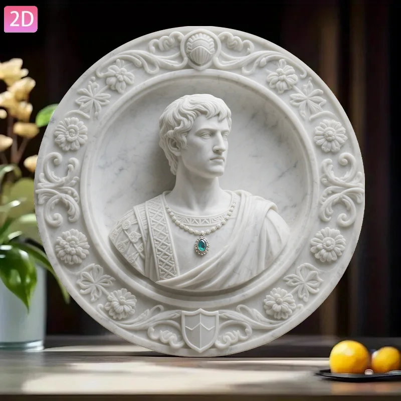 CIFBUY Vintage Roman Bust Aluminum Wall Art Waterproof Durable Metal Plaque for Home Office Garden Decor