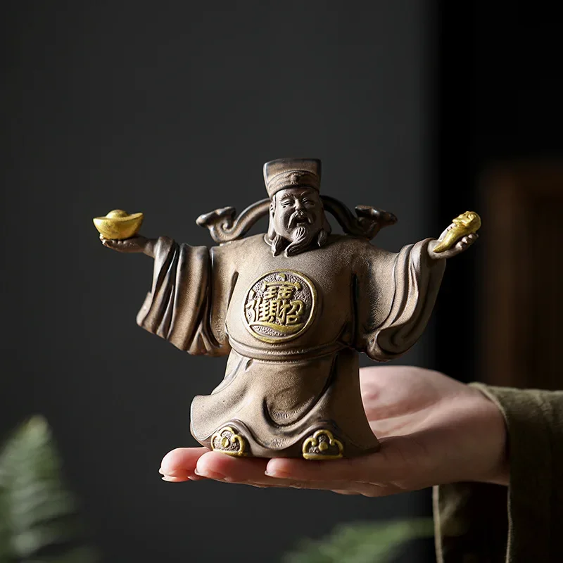 DSA Chinese Style God of Wealth Ceramic Ornament for Home Use in Living Room Entryway Office Wealth Worship Buddha