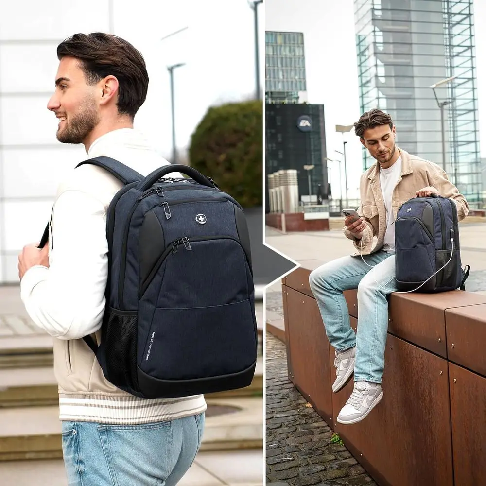 Mochila de Viagem para Laptop Design para Homens e Mulheres, Mochila BusinBackpack com Porta de Carregamento USB ou para Notebook de 16 Polegadas, Azul |   SD1670-12