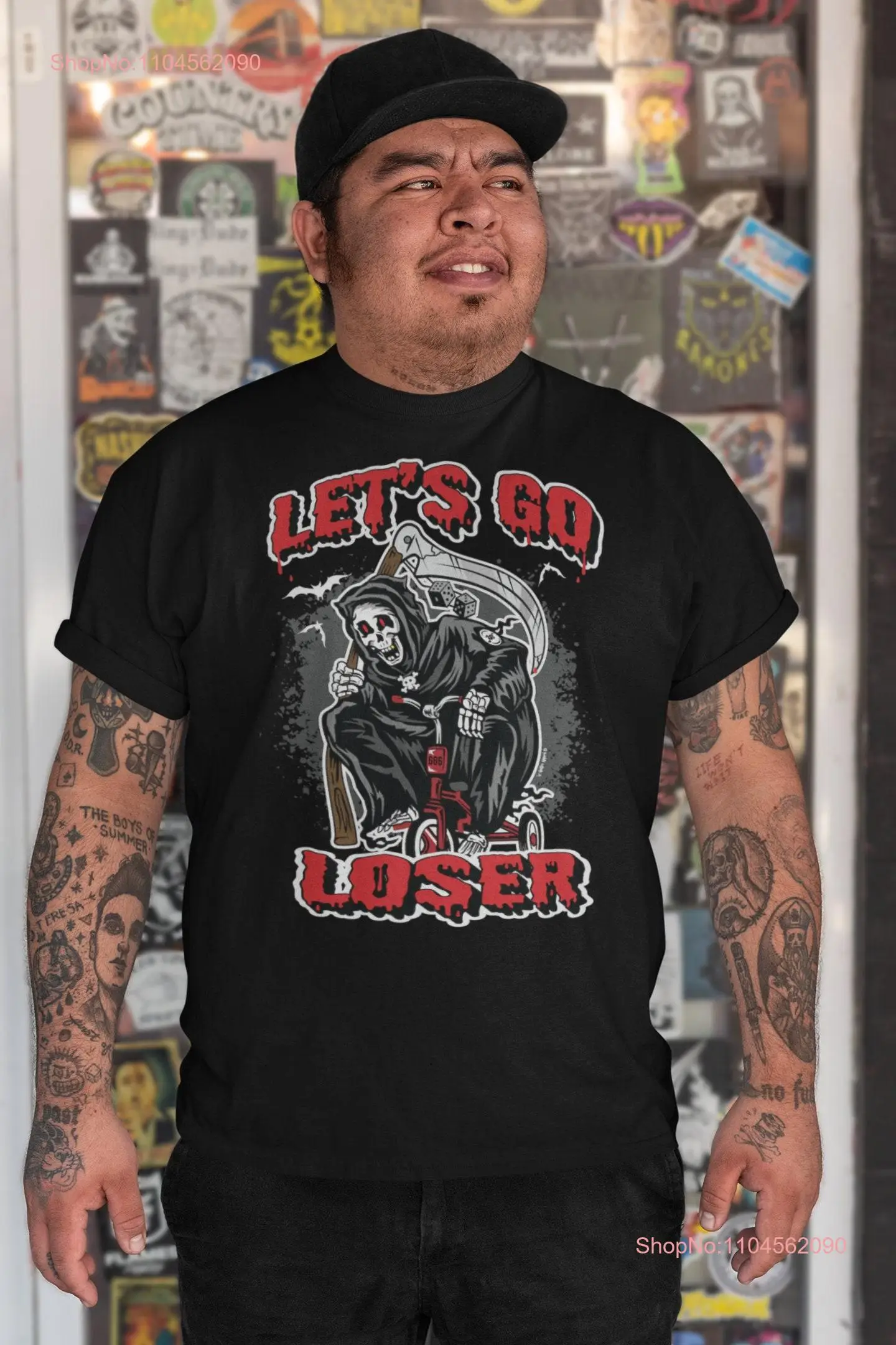 Let's Go Loser Halloween T shirt Dia De Los Muertos Apparel Latino Party Costume Grim Reaper Top Cholo Tops