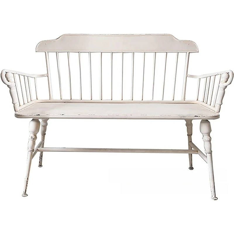 Garden bench with armrests Garden Double metal Park Outdoor porch bench