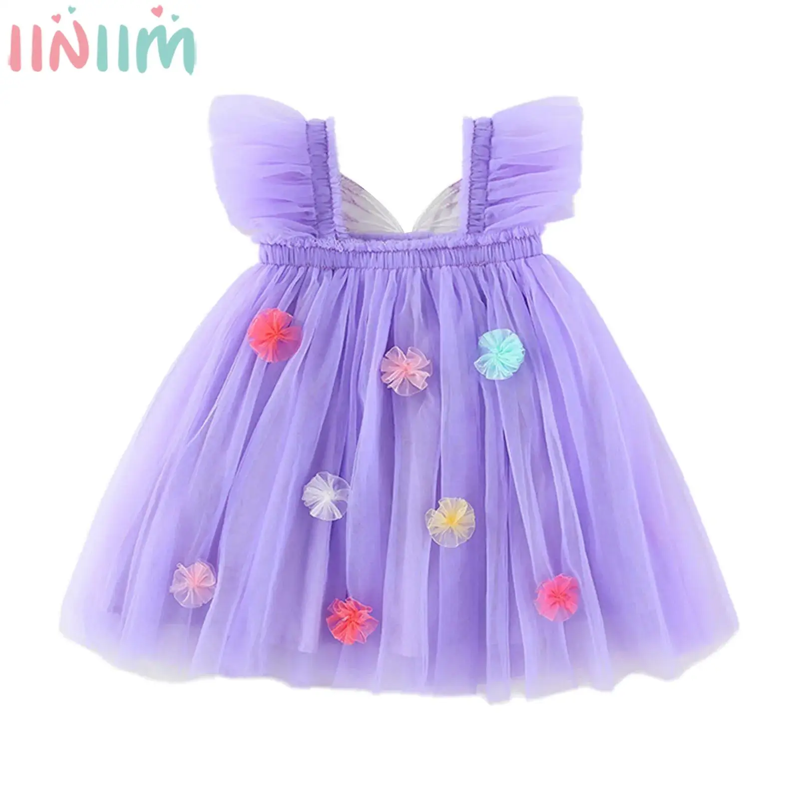 

Летнее милое платье-пачка принцессы для маленьких девочек, декор в виде бабочки, тюлевое бальное платье с цветочной вышивкой для повседневной вечеринки, фотографии