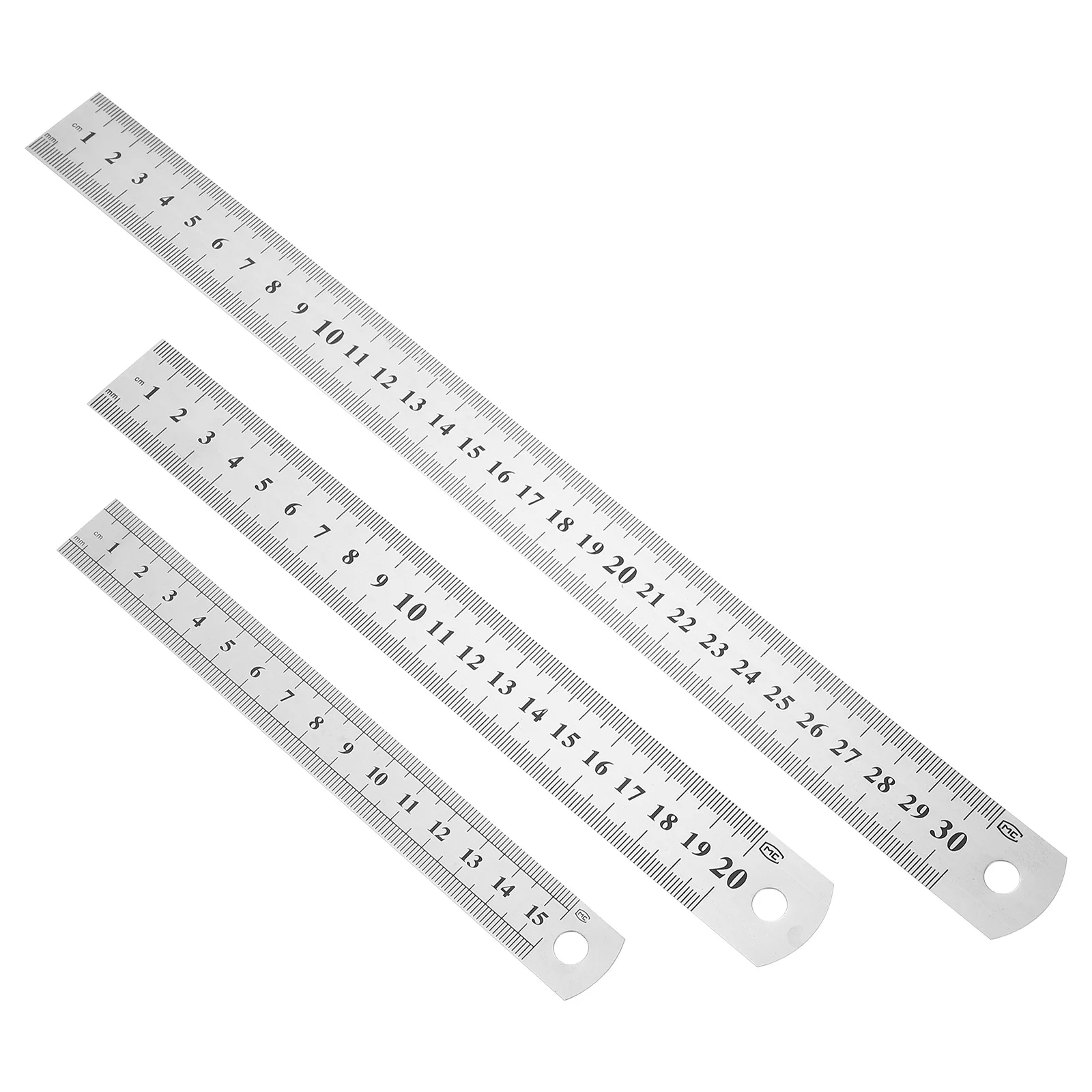 

3 Pcs Line Ruler Measurement Standard Scale Straight Geometric Steel Double-sided Multifunctional