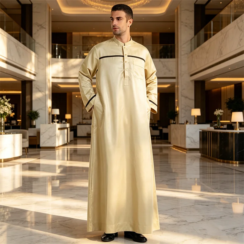 

Muslim Robe Men Jubba Thobe Kaftan Long Pakistan Abaya Saudi Arabia Djellaba Islam Clothing Ramadan Dress Thoub Abayas Gown Eid