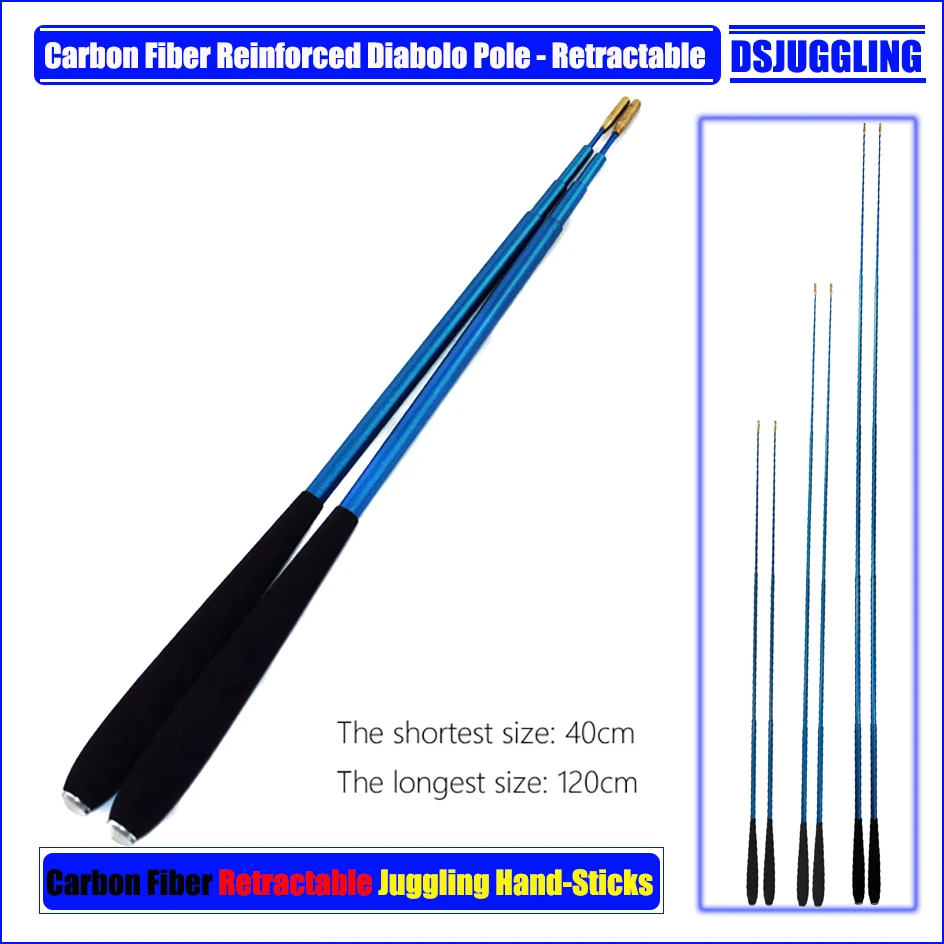 Carbon Fiber Reinforced Diabolo Pole - Retractable Magic Juggling Hand-Sticks