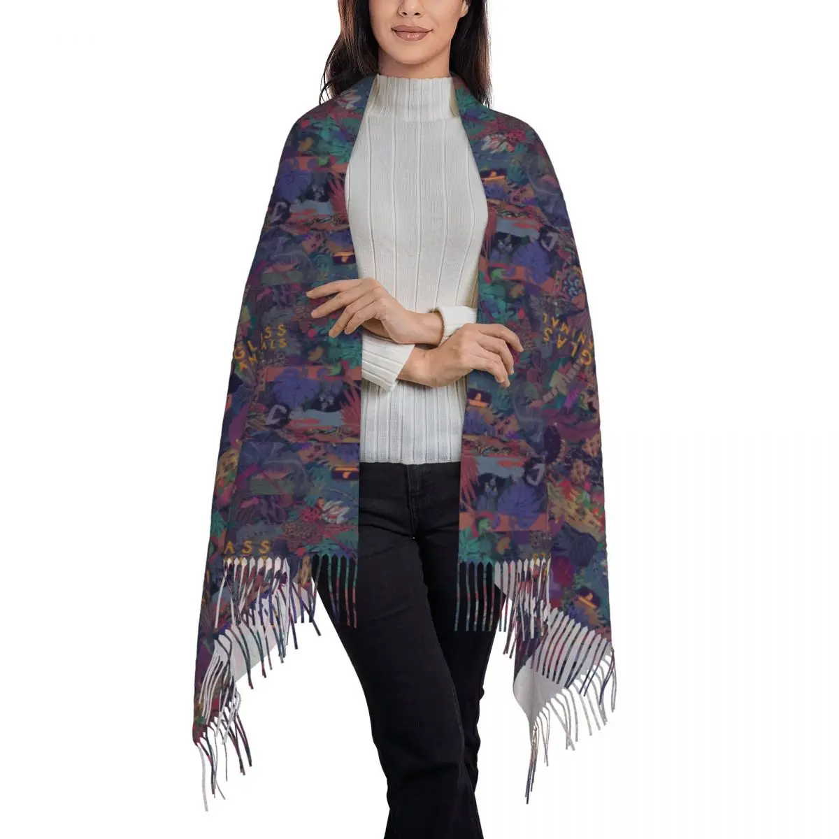 Glass Animals Zaba Scarf Tassel Scarves for Women Soft Warm Shawls and Wraps Long Fall Winter Shawl Wrap