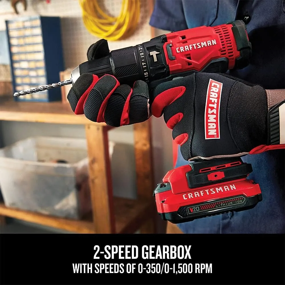 طقم مثقاب مطرقة لاسلكي 20 فولت مع ظرف 1/2 بوصة وبطارية مزدوجة وشاحن متضمن