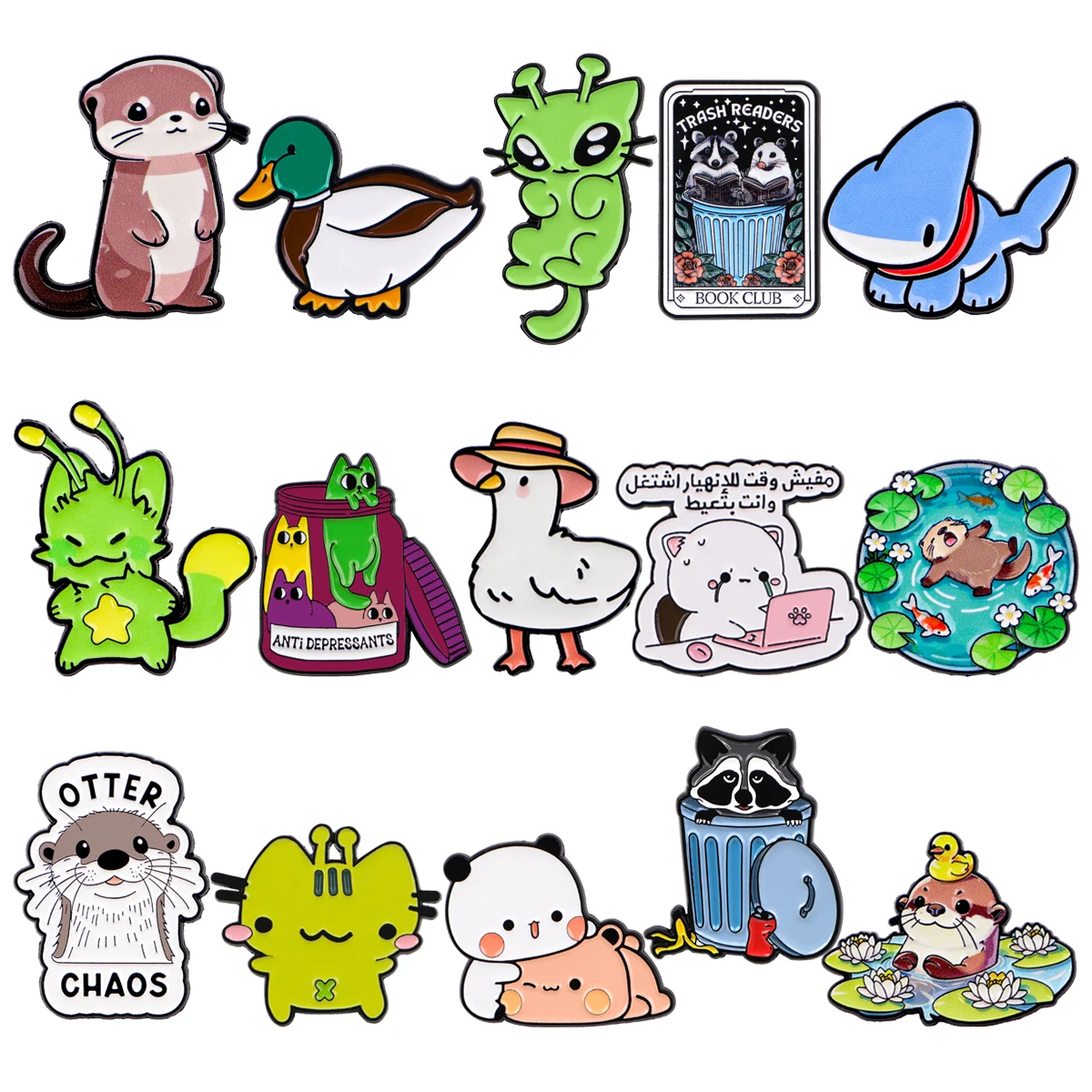 Mezcla de 2-5 unids/set de alfileres esmaltados de gatos verdes, broche de Metal, mochila, sombrero, bolso, insignias para Collar, regalos de colección de joyería de moda