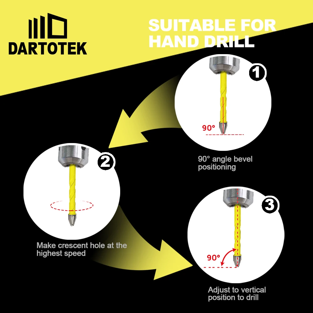 Imagem -03 - Dartotek-espiral Carbide Drill Bit Grupo Broca Excêntrica para Madeira Plástico Alvenaria Telha Cerâmica Concreto Hole Saw Pcs mm mm mm 10 mm 12 Milímetros