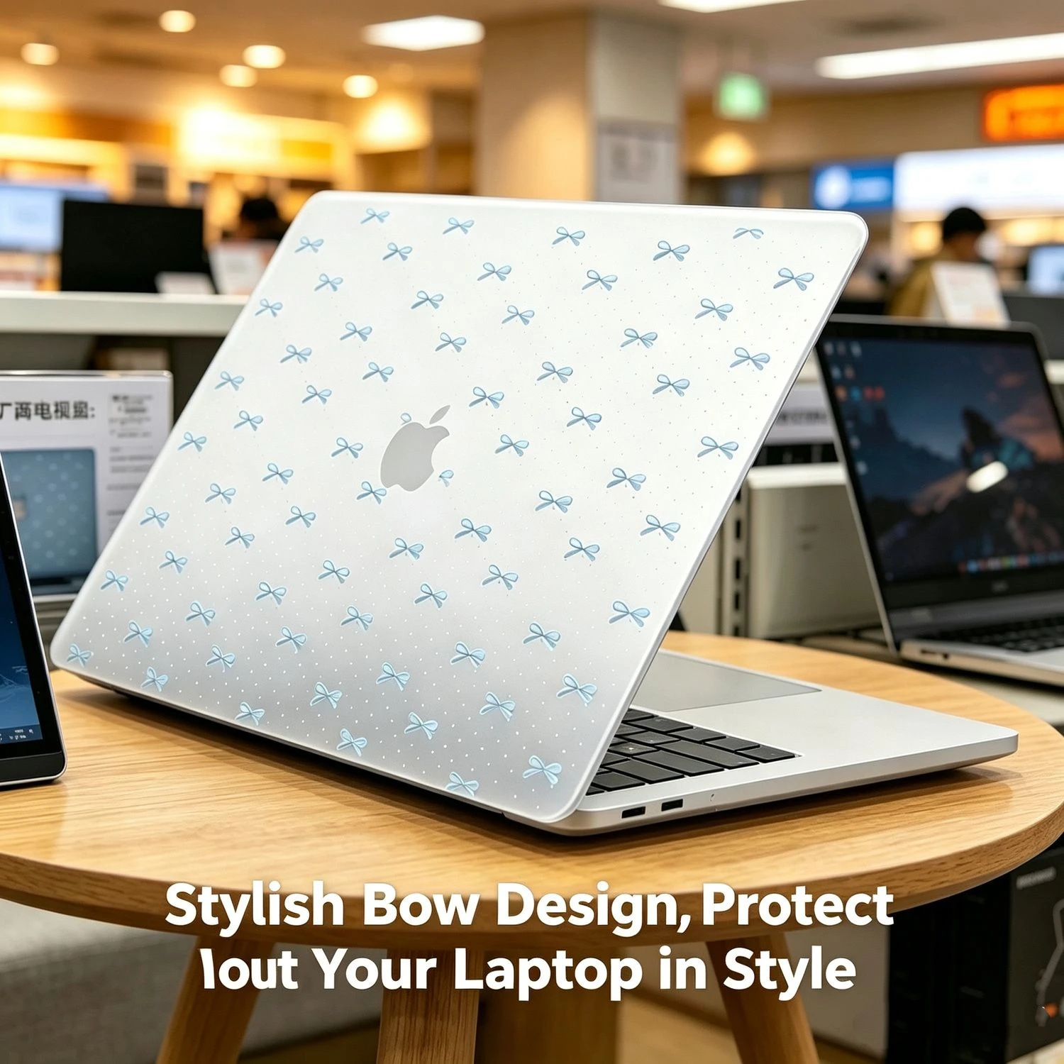 

Blue Polka Dots Bow 2026 New Laptop Case For Macbook 13Neo A3404 Air13.3 15 13.6 M5/4/3/2/1 A2681 A1932 A3240 Accessories Cover