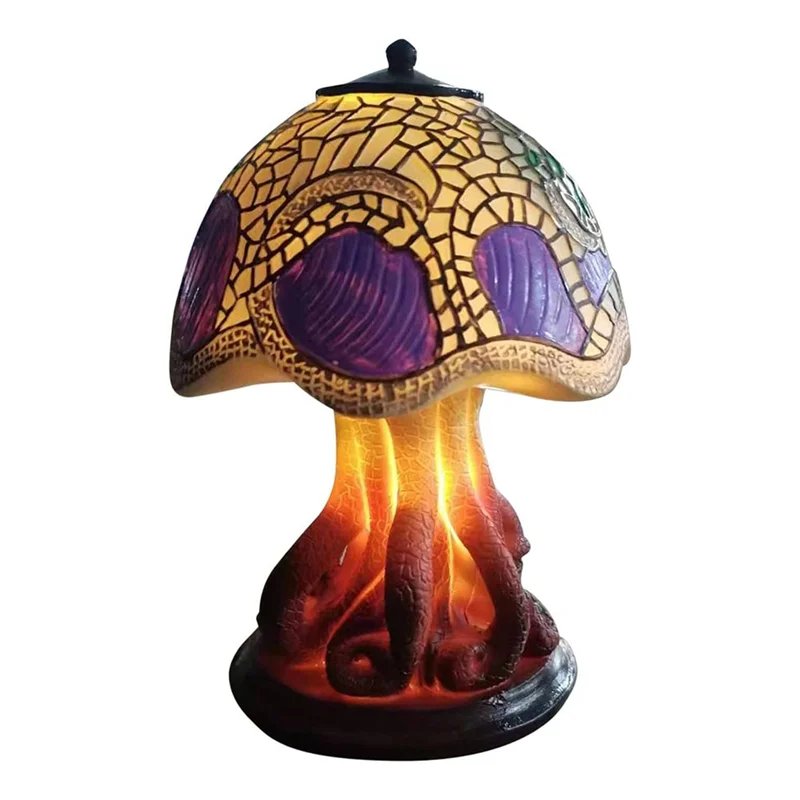 ХОРОШИЙ креативный витражный грибной настольный светильник, винтажная серия с животными и растениями, форма из смолы, декор для спальни, домашний декор
